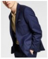 Men's Skinny Fit Wrinkle-Resistant Wool Suit Separate Jacket Navy Plaid $82.25 Blazers